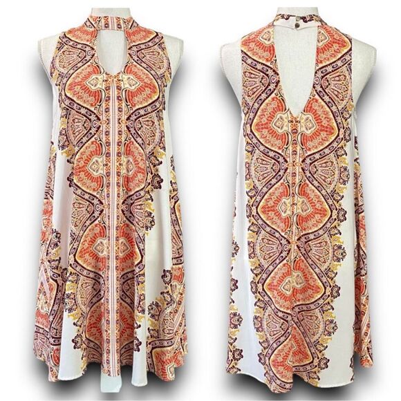 Xhilaration Multi Color Tribal Print Above the Knee Mini Dress Women’s Size Medi - Picture 1 of 12